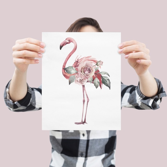 Watercolor Tropical Flamingo Wall Art Poster Print UNFRAMED - Picture 7 of 17